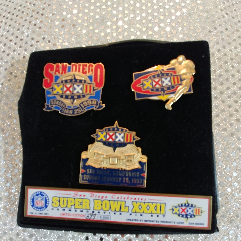 NFL Superbowl XXXII 1998 commemorative pin set